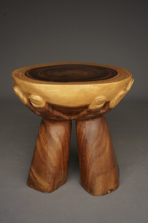 Vintage Solid Wood Hands Table, 1970s