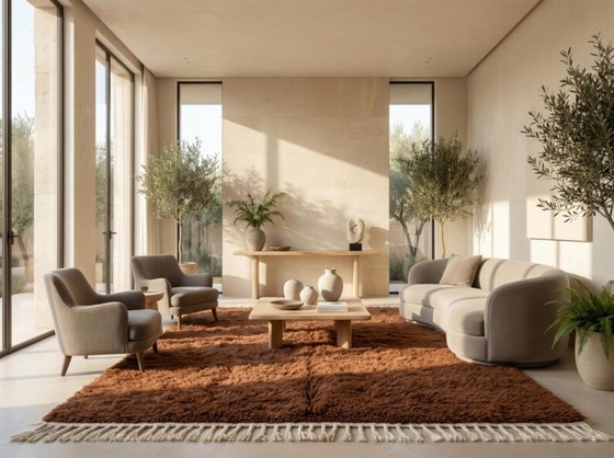 Image 1 of Handgemaakt bruin wollen vloerkleed 200 cm x 300 cm