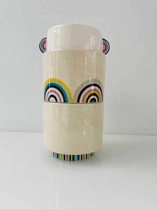 Set of 3 "Totem" flower pots with stripe design