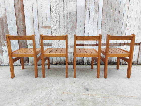 Image 1 of Minimalistische Holzstühle, 1970er Jahre, Satz von 4