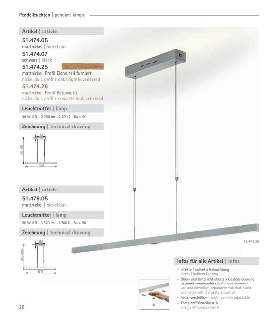 Image 1 of Design LED lamp Knapstein Germany , incl 2 sensoren