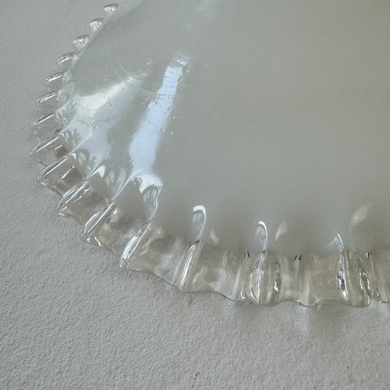 Image 1 of Lampada a sospensione antica in opalino intrecciato vintage da 26 cm