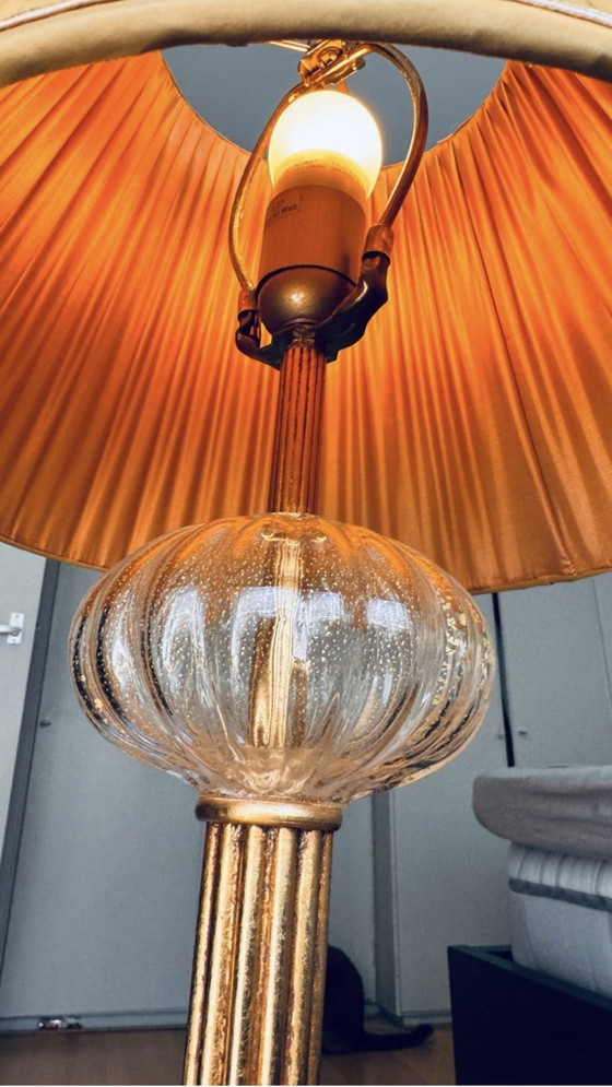 Par (2) de lámparas de pie estilo Hollywood Regency de Maison Jansen – Cristal de Murano soplado a mano con (photo 4 of 9)