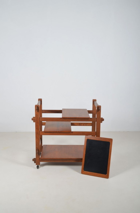 Image 1 of Brutalistischer Servierwagen mit austauschbaren Tabletts, 1970er Jahre