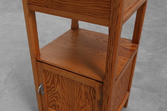 Image 1 of Robust Art Deco nightstand in pine wood, France 1940s