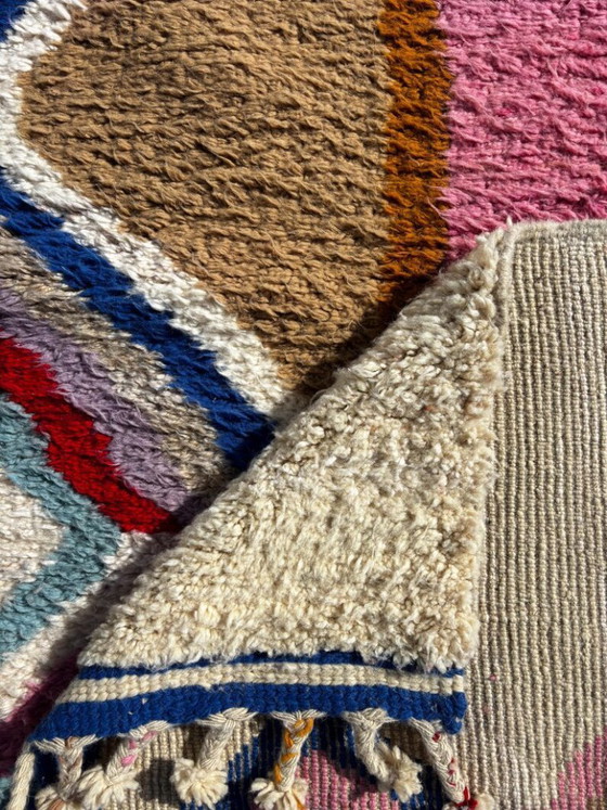 Image 1 of Berber Colorful Moroccan Beni Ourain Wool Rug 220x300 cm - Berber Moroccan Rug - Handmade Boho Floor Carpet with Bold Multicolor