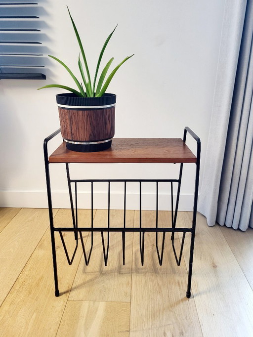 Vintage Zeitschriftenständer oder Lesetablett, Holz- und Metallrahmen