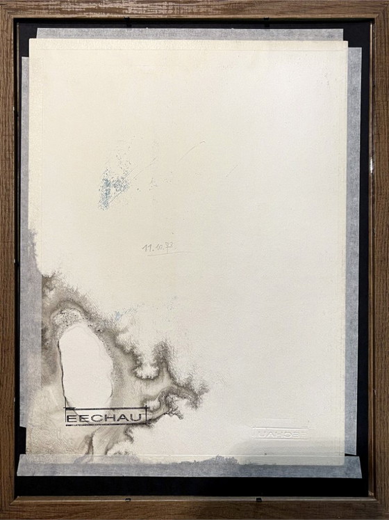 Image 1 of Original artwork on paper signed Eugène Eechaut, created in ink in 1973 - Framed