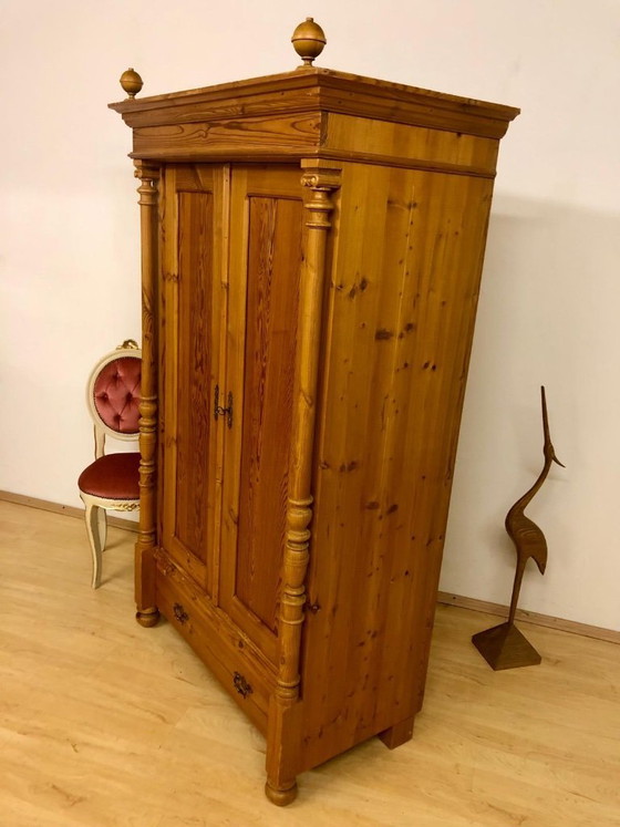 Image 1 of Softwood wardrobe, farmhouse wardrobe, antique wardrobe, Gründerzeit wardrobe, country-style wardrobe, hall wardrobe circa 1890