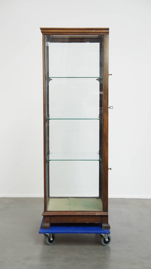 Antique English Display Case With Lighting From Late 19th Century