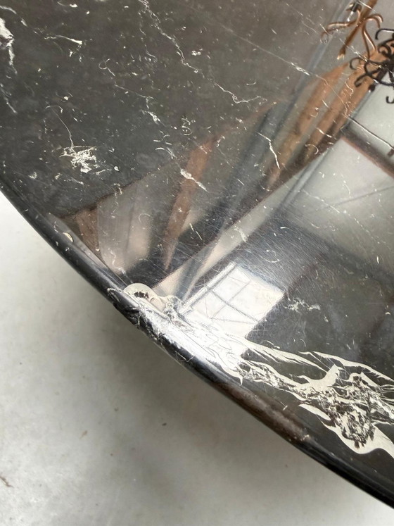 Image 1 of Vintage Nero Marquina Ovale Marmeren Eettafel