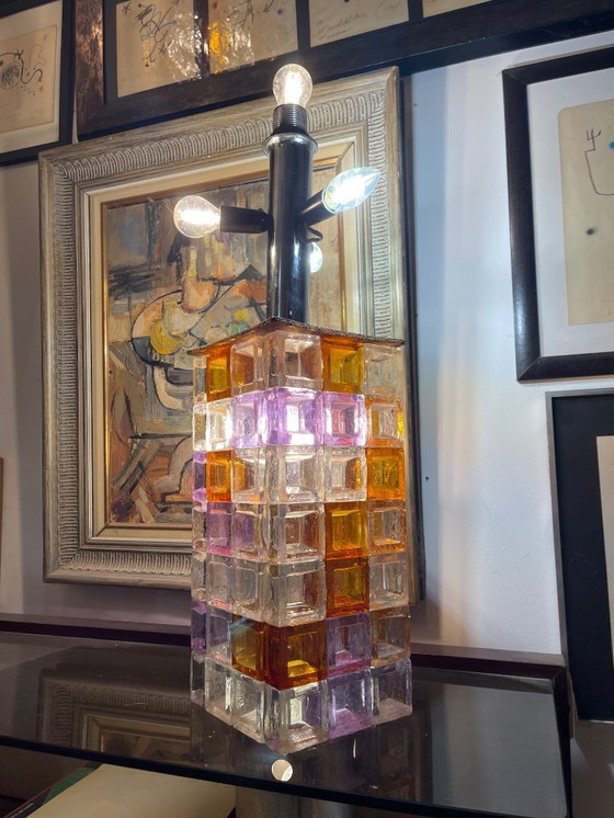 Image 1 of Albano Poli by Poliarte Tafellamp Glas Murano 5 lampen XXL, Italië, 1970
