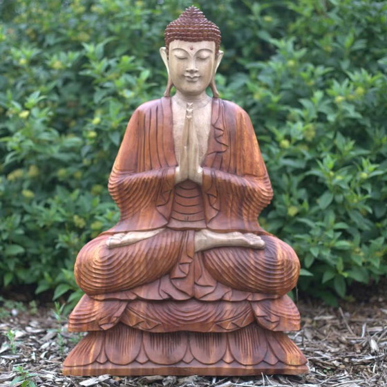 Image 1 of Hand Carved Buddha Statue - 80cm Welcome