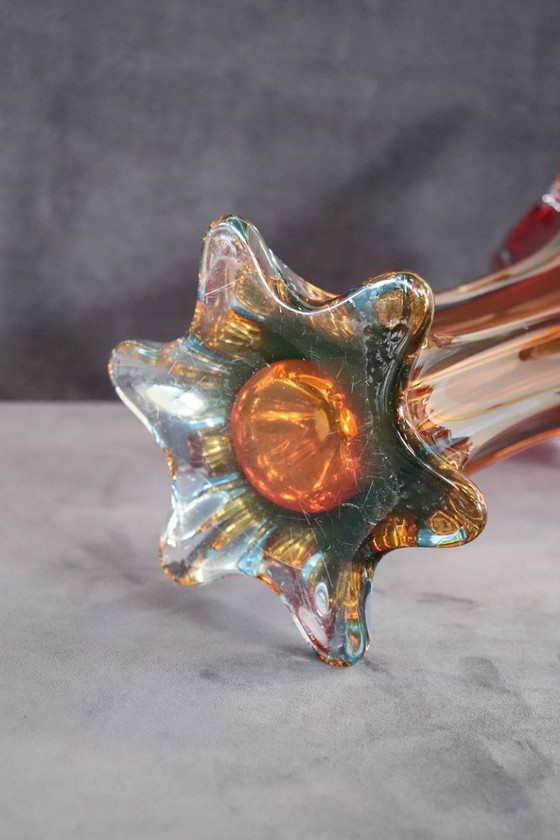 Image 1 of Italian Red Tall Vase in Murano Art Glass, 1960s