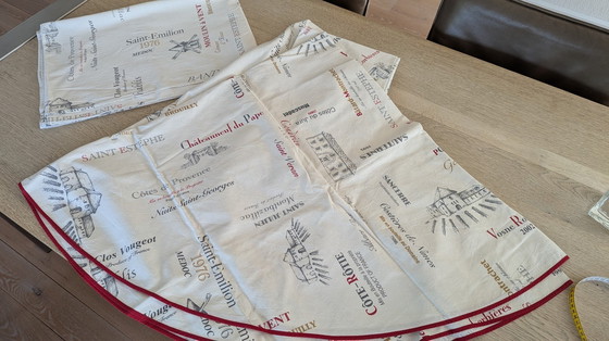 Image 1 of Set of Table Linen With Wine Houses On It For Wine Tasting