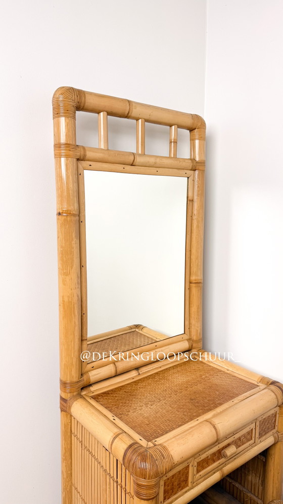 Coiffeuse en bambou, table de maquillage, Rotin, Beige (photo 5 sur 7)