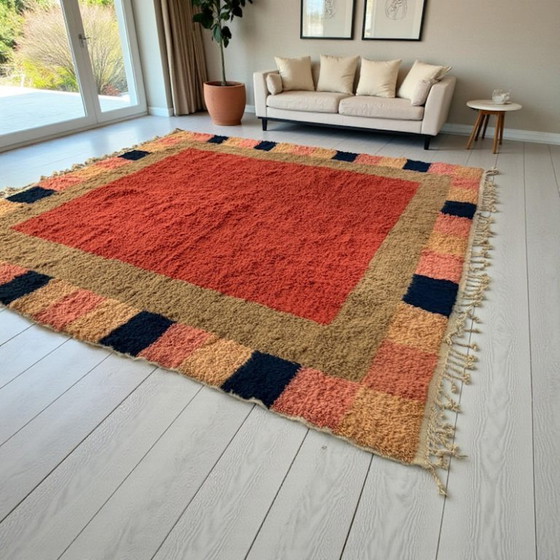 Image 1 of MAROKKAANS ORANJE TAPIJT VAN NATUURLIJKE WOL 300X200CM
