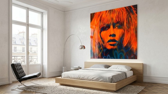 Hommage Brigitte Bardot Vintage Love Pop Art – Orange Neon | Fluorescent Art | XXL 0.5 Acrylic Glass up to (photo 3 of 6)