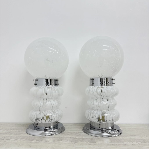 Paire de lampes de table / lampadaires en verre design Mid-century Mazzega Carlo Nason, années 1970