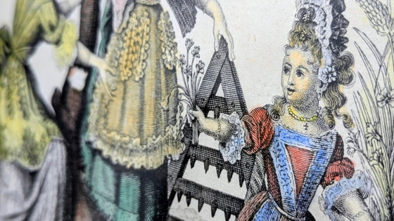 19th century. Antique colored copper engraving L’Âge d’Argent – ​​framed – Paintings & Drawings, Paper (photo 9 of 11)