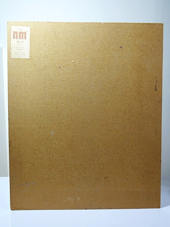 Image 1 of Large painting of a nude woman from behind, modern oil on panel, vintage style