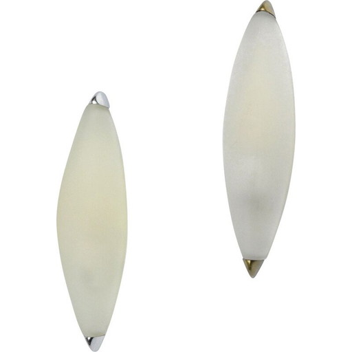 Pair of vintage milk glass wall lamp "Stefany" by Z. Kochanek for Karko, Poland 1980
