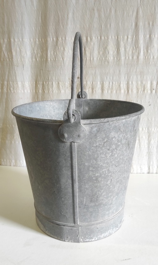 Vintage zinken emmer - midden 20e eeuw – plantenbak, Metal