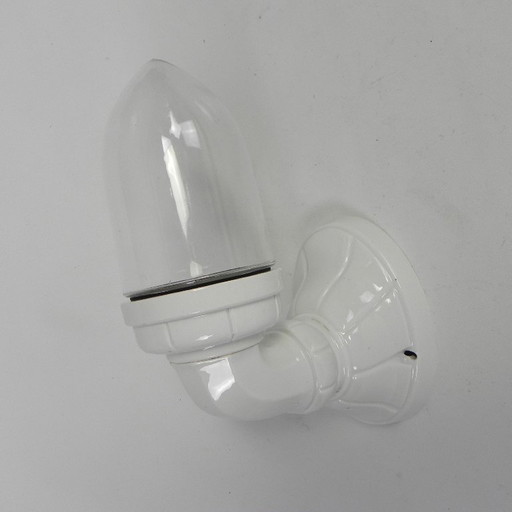 Applique murale en porcelaine avec abat-jour en verre transparent, années 1930 – wandlampen (photo 2 of 17)