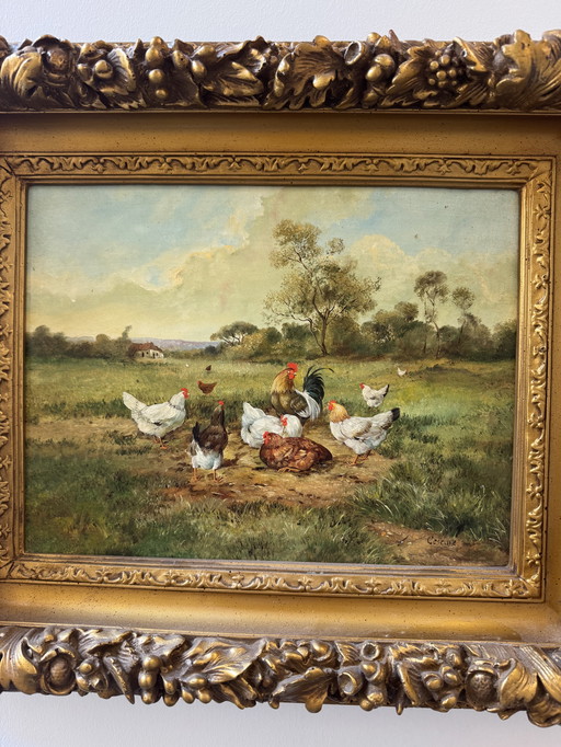 Antique painting of a country scene