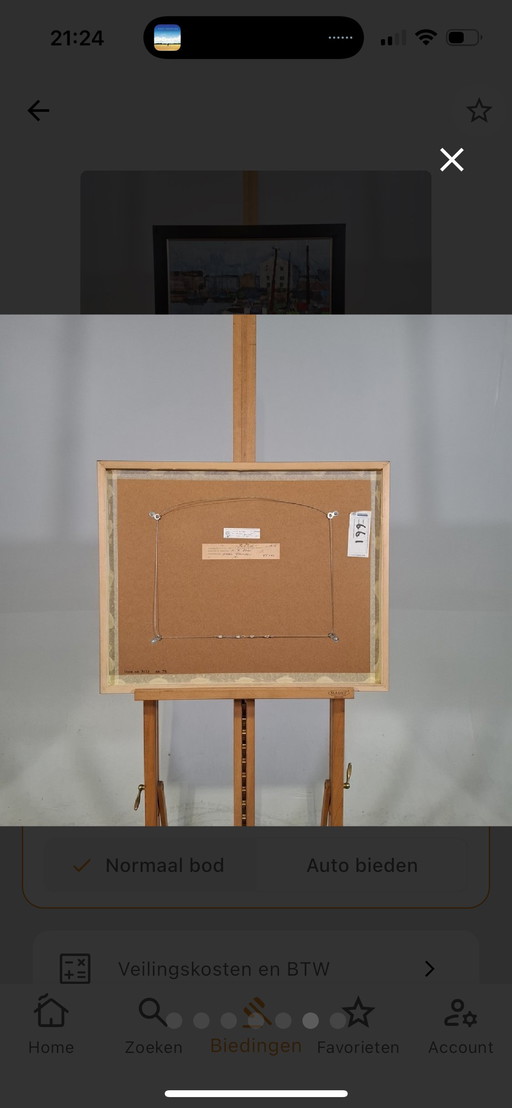 C.D. Ven. Haven IJmuiden. Beautiful original framed painting 52x65 cm, 1965