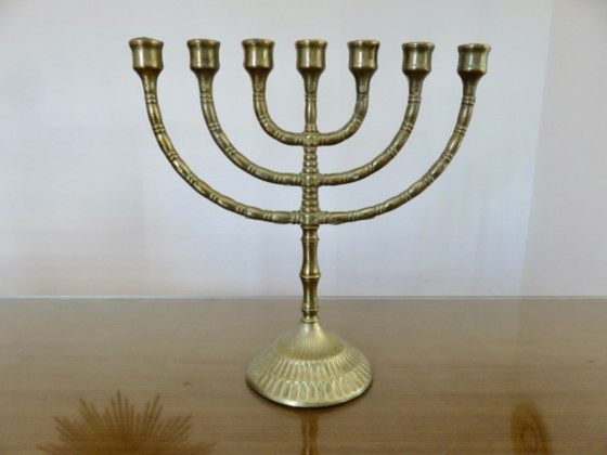 Image 1 of Large Bronze Candelabra, Candlestick, "Menorah", 70's