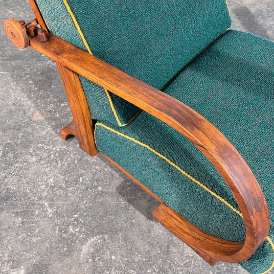 Poltrona Art Déco con schienale regolabile, Cecoslovacchia, anni '30 – Poltrone, Tessile, Legno (photo 14 of 14)
