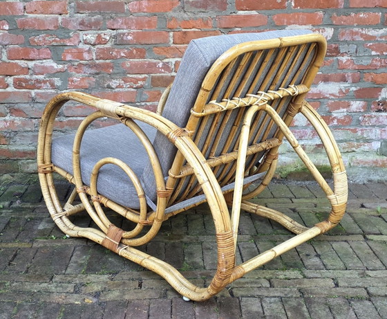 Twee vintage, design fauteuils van bamboe en rotan (photo 10 of 15)