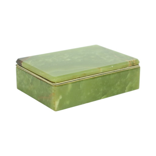 Vintage Jewelry Smoking Box Green Marble