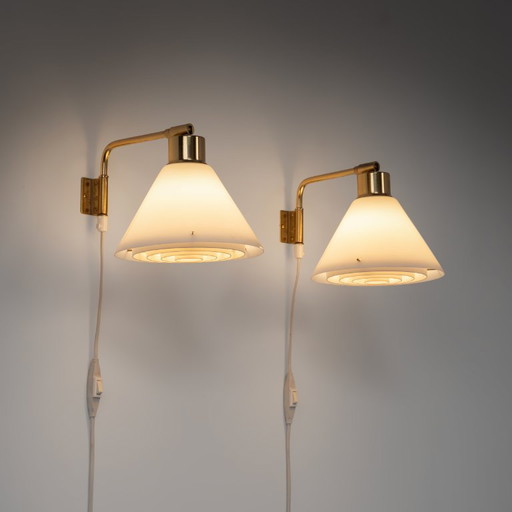 Lámpara de pared modelo 8182 de Falkenbergs Belysning, Suecia, años 60. Juego de 2 – wandlampen, Brass