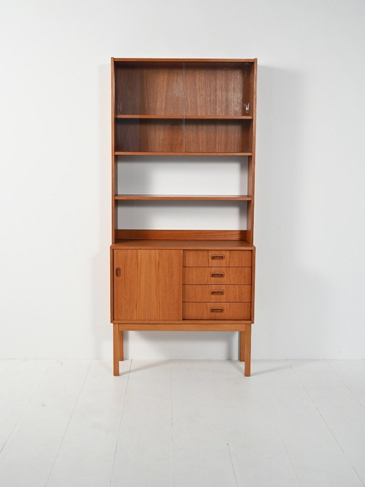Libreria scandinava in teak con espositore