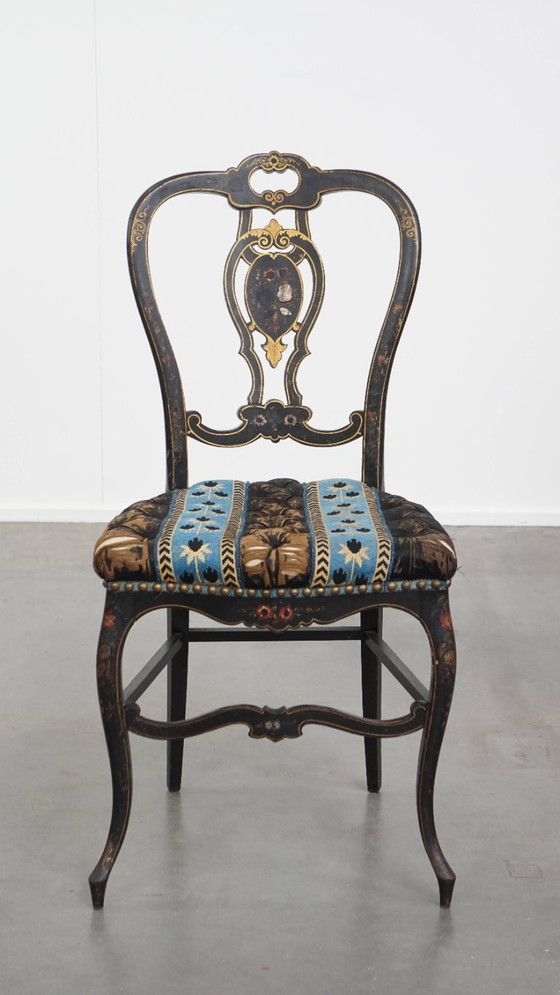 Image 1 of Antiker französischer Stuhl Napoleon 3 mit Perlmuttintarsien