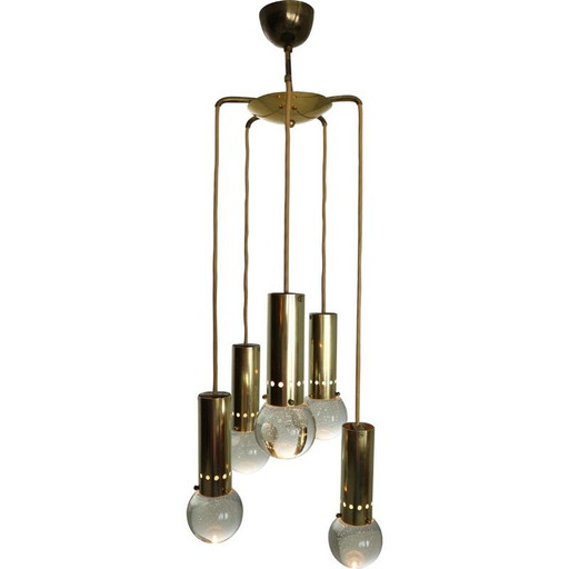 Lampada vintage a bolla in ottone di Gino Sarfatti per Arteluce, Italia 1950