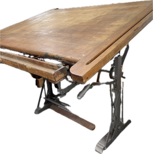 Antique drawing table with counterweight