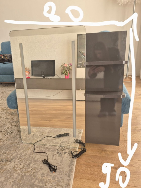Image 1 of Miroir avec éclairage LED + étagères en bois