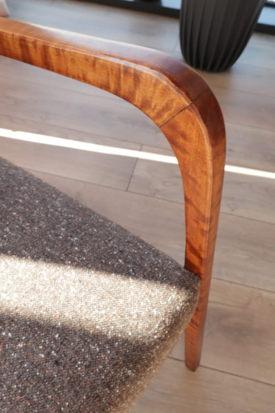 Image 1 of Mid-century fauteuil met cacao tweed bekleding, 1960, Polen