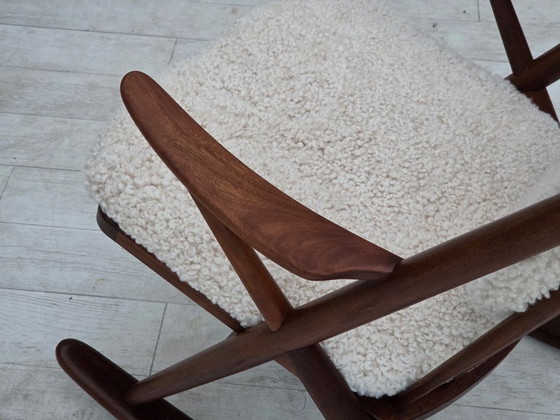Anni '60, Sedia a dondolo danese di Frank Reenskaug, Modello 182, Pelle di pecora. – Sedie a dondolo, Wood (photo 17 of 17)