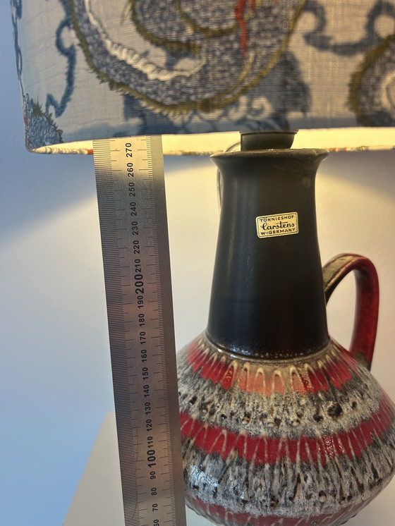 Image 1 of Unique accent lamp made from an MCM vase with a Japanese dragon shade