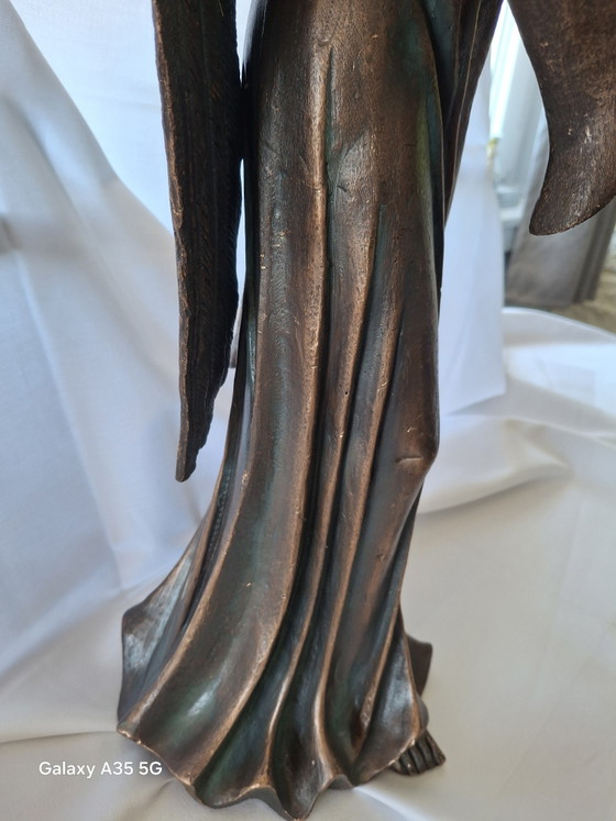 Image 1 of Angelo in bronzo di alta qualità "Amena" Elegante statua da giardino Oggetto decorativo (60 cm, 11 kg)