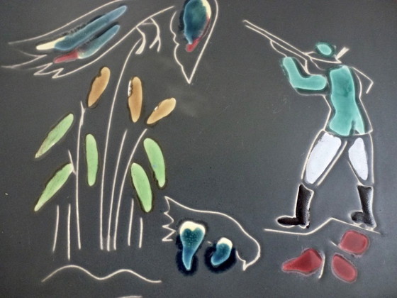 Image 1 of Vintage RUSCHA wandbord met afbeelding van de jacht.