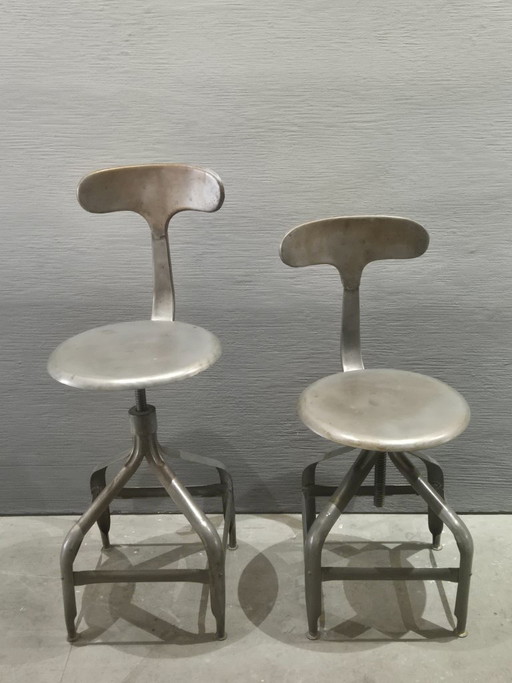 Sillas/taburetes vintage ajustables, edición Nicolle, circa 1960.