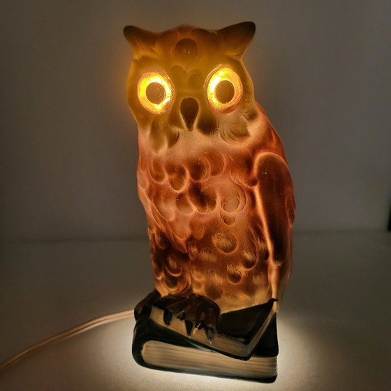 Image 1 of Lampada/luce notturna vintage a forma di gufo in ceramica, anni '50-'60, Germania