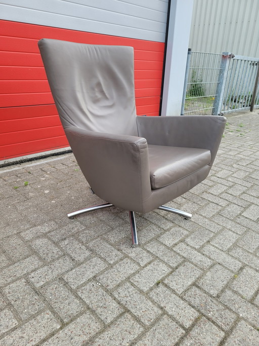 Nette leren Taupe kleurige Label van den Berg Foxx fauteuil