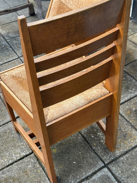 Paar Amsterdamse School Eetkamerstoelen – Wood, Wicker (photo 5 of 10)