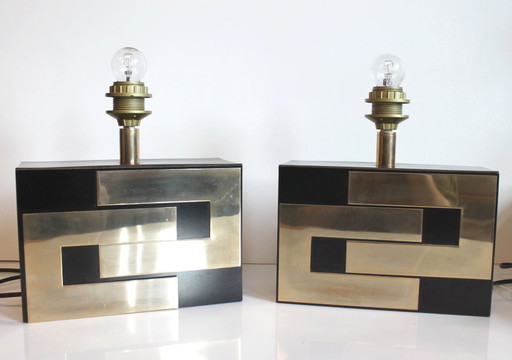 Paire de lampes Hollywood Regency par Philippe Jean, France; 70's.